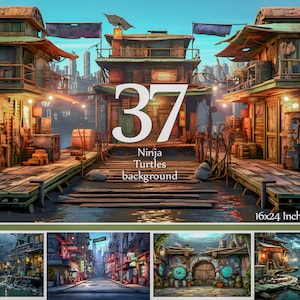 Fondos digitales de las Tortugas Ninja: 37 fondos de alcantarillas urbanas y calles de la ciudad: accesorios fotográficos inspirados en las Tortugas Ninja