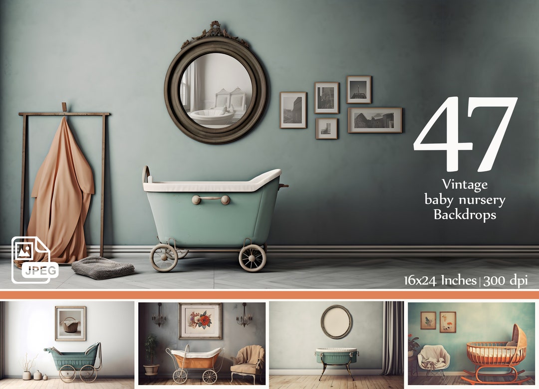 47 Beautiful Vintage Bassinet Newborn Digital Backdrop, Fine Art