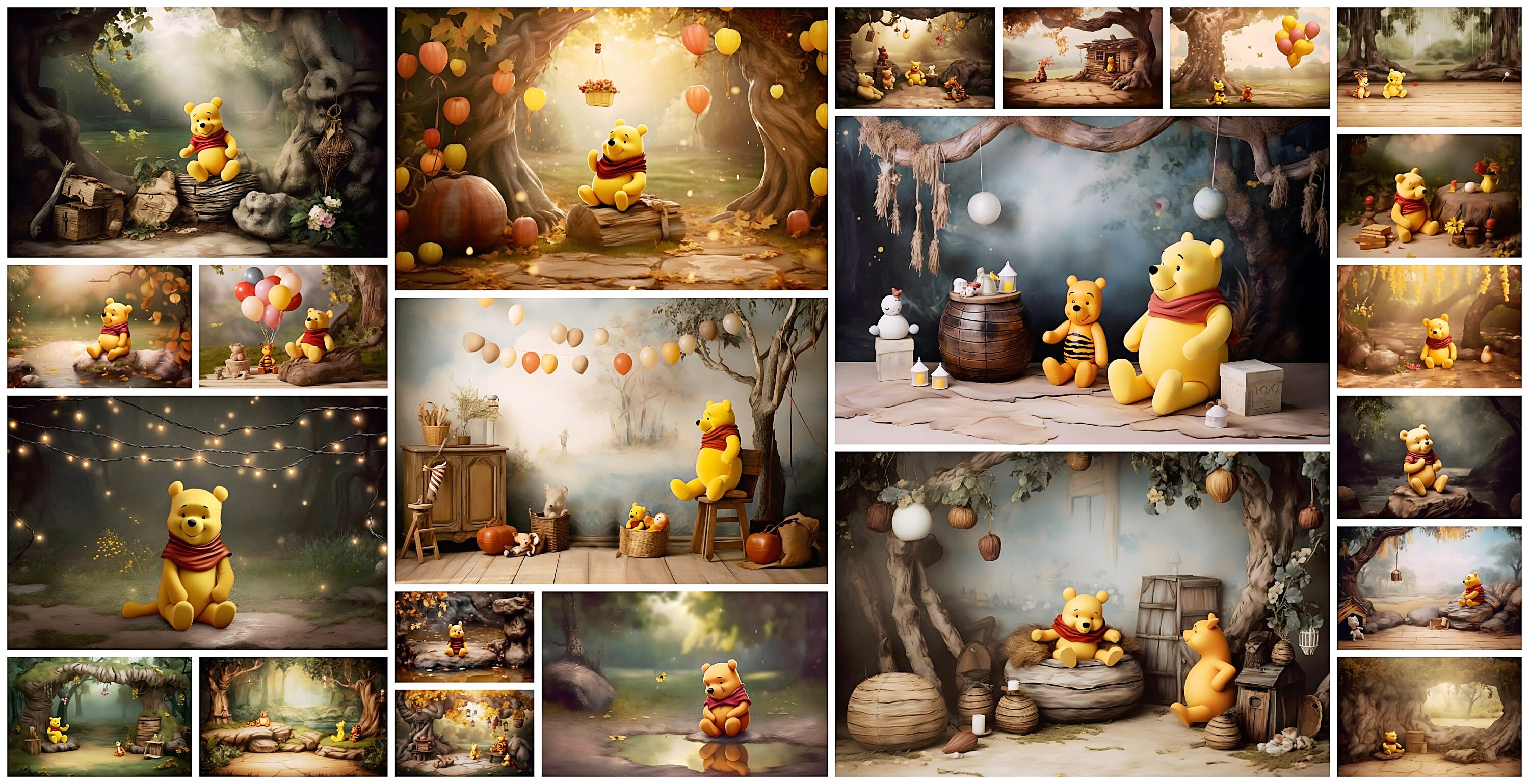 Winnie the Pooh 22 Backdrops digital Background Studio Etsy