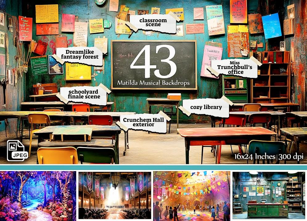 Matilda Musical Stage Backdrops: School Play Theater Projection (Digital Download)
