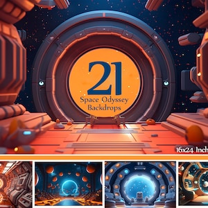 21 Space Odyssey Digital Backdrops Instant Download | Sci-Fi Photography Backgrounds | Futuristic Props