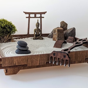 Zen garden with sustainably produced decoration