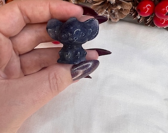 Stitch Crystal Blue Aventurine Polished crystal Carving Disney