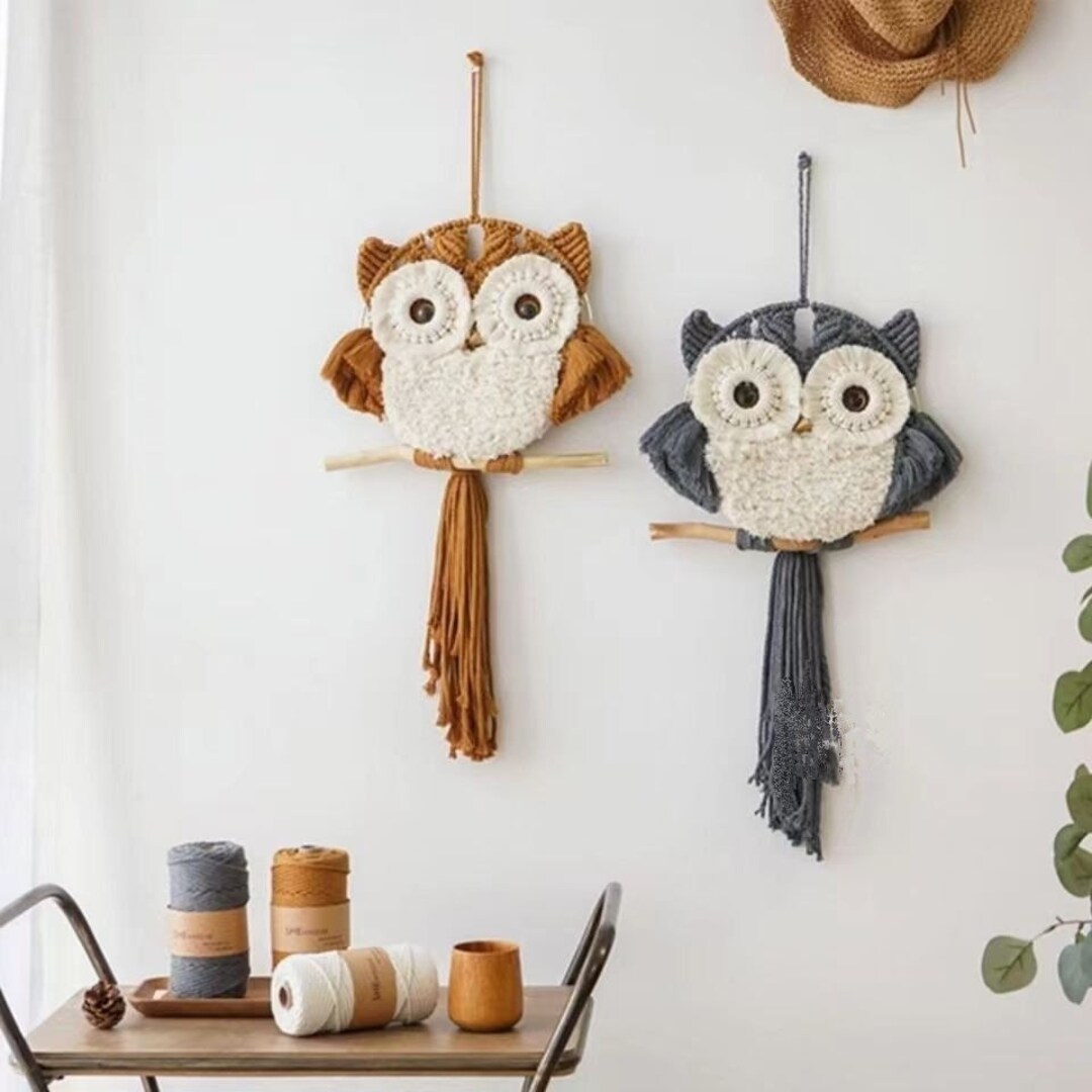 Owl Macrame,handmade,livingroom,home Decor,wall Hangings,owl Gift for