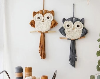 Owl macrame,Handmade,Livingroom,Home decor,Wall Hangings,Owl gift for people