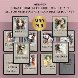 Ultimate Faceless Money Making MRR PLR Bundle Faceless Digital Marketer Guide Starter Kit Rebrand 11 Digital Ebooks 1 Social Media Planner