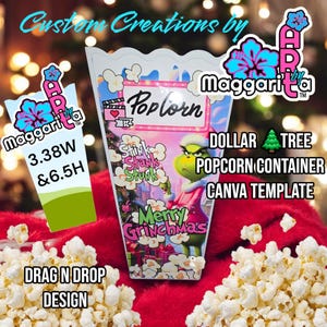 Dollar Tree ポップコーン容器 Canva テンプレート ドラッグ アンド ドロップ