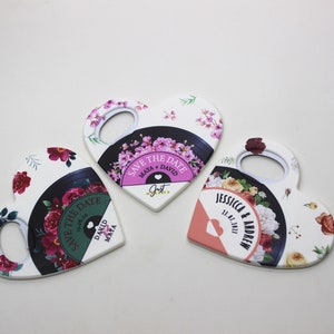 Custom Wedding Bottle Opener Magnet, Retro Vinyl Record Themed, Personalized Magnet, Save the Date