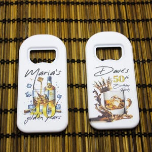 Milestone birthday personalized bottle opener magnet Unique Birthday Gift Bar Accessories Favor custom bottle opener 30th, 40th, 50th, 60th, 70th, 80th Gift Idea customizable birthday