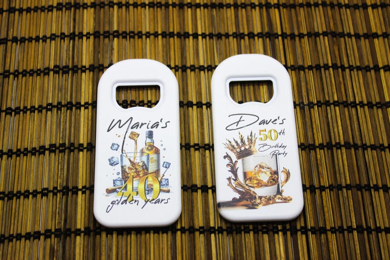 Milestone birthday personalized bottle opener magnet Unique Birthday Gift Bar Accessories Favor custom bottle opener 30th, 40th, 50th, 60th, 70th, 80th Gift Idea customizable birthday