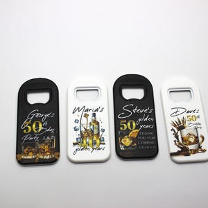 Milestone birthday personalized bottle opener magnet Unique Birthday Gift Bar Accessories Favor custom bottle opener 30th, 40th, 50th, 60th, 70th, 80th Gift Idea customizable birthday