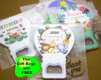 Safari Theme Bottle Opener Magnet, Personalized Party Favors
