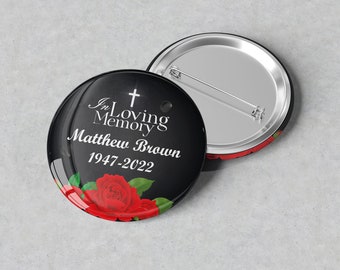 In loving Memory of Rest In Peace Memorial 2.3 and 1.7 inch Pin Back Button or Refrigerator Magnets, Forever in Our Hearts