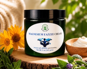 Magnesium Cream with Arnica and Comfrey | Muscle Relief & Sleep Support | Peppermint Orange Eucalyptus Lavender | Handmade Body Butter