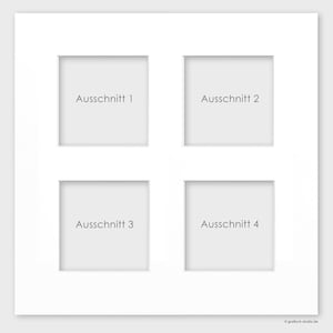 Passe-partout individuel sur mesure avec 4 découpes, en blanc, noir, gris ou vieil or, réalisé sur mesure