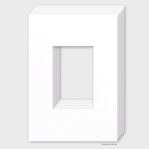 Pacote de 5, montagens 21 x 30 cm, branco neutro, 2 mm de espessura, recorte 9,6 x 14,6 cm, para fotos no formato 10x15