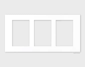 Passe-partout 20 x 40 cm met 3 uitsparingen voor foto's 15 x 10 cm, wit