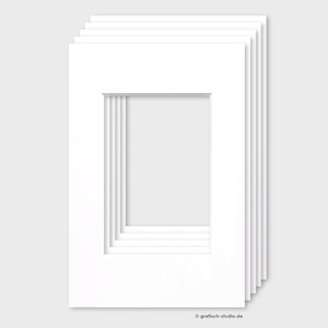 Paquete de 5 soportes de 10 x 15 cm, blanco neutro, 1,4 mm de grosor, recorte de 6 x 9 cm