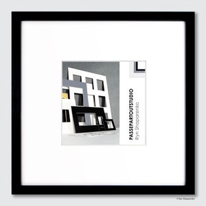 Individual passe-partout with frame, square, individual cut-out made to measure