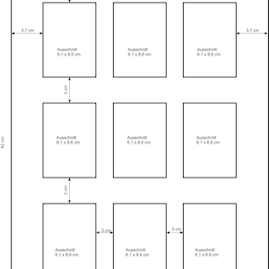Passe-partout individuel avec 9 découpes 6,1 x 8,6 cm pour cartes à collectionner, format A3, 42 x 29,7 cm, épaisseur 1,5 mm, blanc