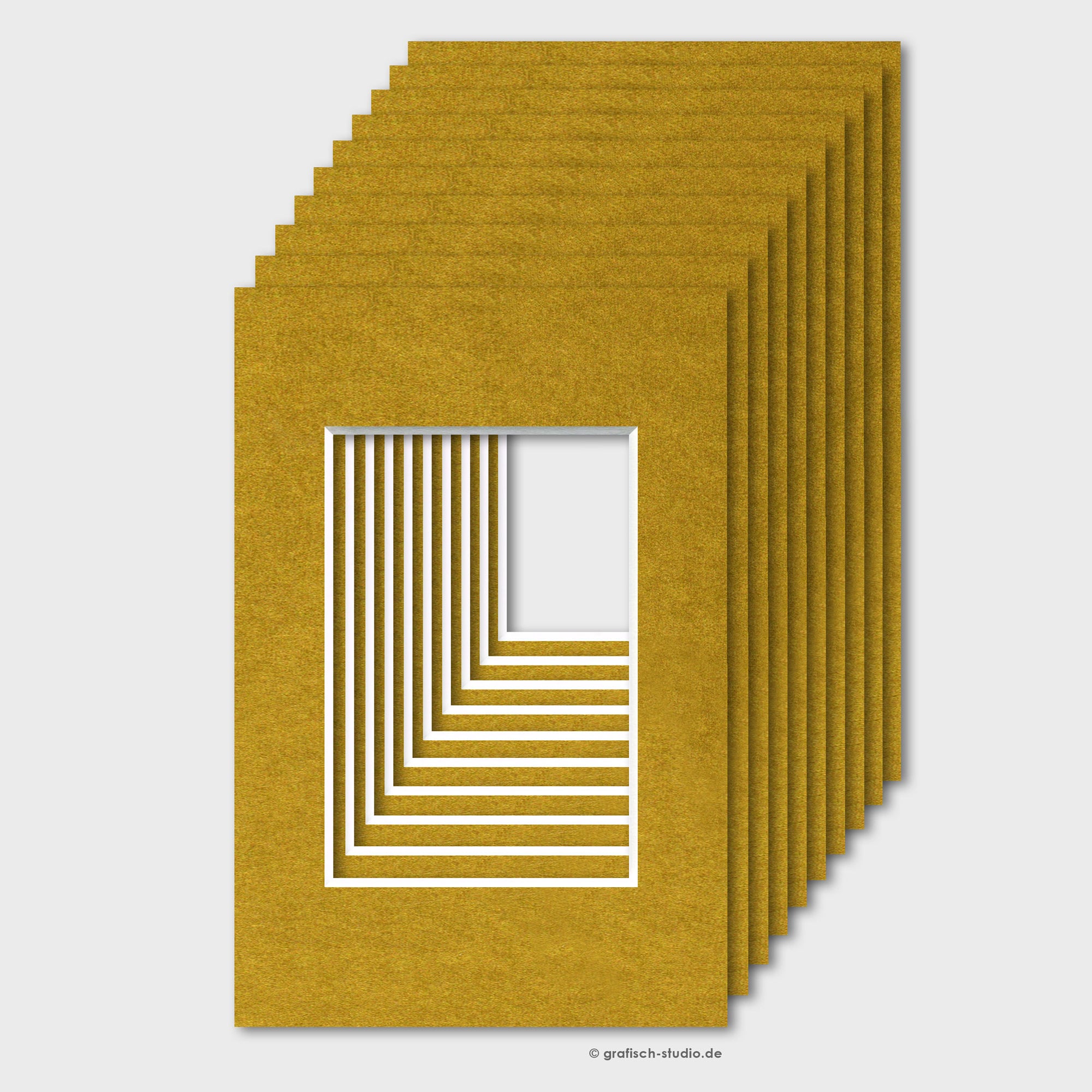 Pack of 10, 10 X 15 Cm Mounts, Old Gold, 1.7 Mm Thick, Cutout 6 X 9 Cm