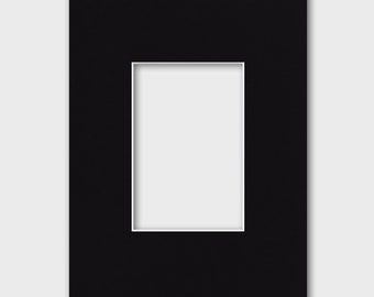 21 x 30 cm passe-partout, black, 1.4 mm thickness, cutout 9.6 x 14.6 cm, for photos in 10x15 format