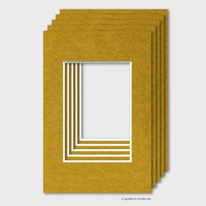 Paquete de 5 monturas de 10 x 15 cm, oro viejo, 1,7 mm de grosor, corte 6 x 9 cm