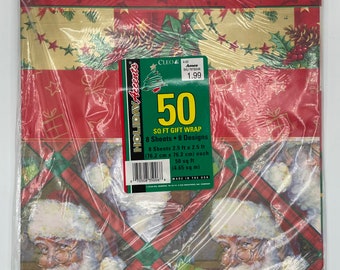 Vintage NOS Unopened Holiday Gift Wrap 8 sheets, 8 designs, 50 sq ft by Cleo