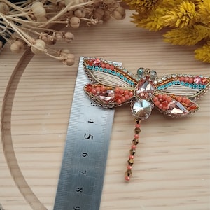 Bead embroidery dragonfly brooch handmade crystal bead dress brooch pin accessory Mothers day Birthday gifts for her image 8