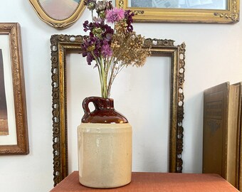 Vintage Brown Stoneware Glazed Pottery Mini Jug Crock, Pitcher, Pottery Vase, Bud Vase, MCM, Brown Pottery Vase, Shelf Decor Styling