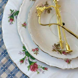 Vintage 3 Tiered China Dessert Stand | Floral Plate Tray for Tea Party, Wedding, Shower | Shabby Chic Antique Display Stand, Mothers Day Tea