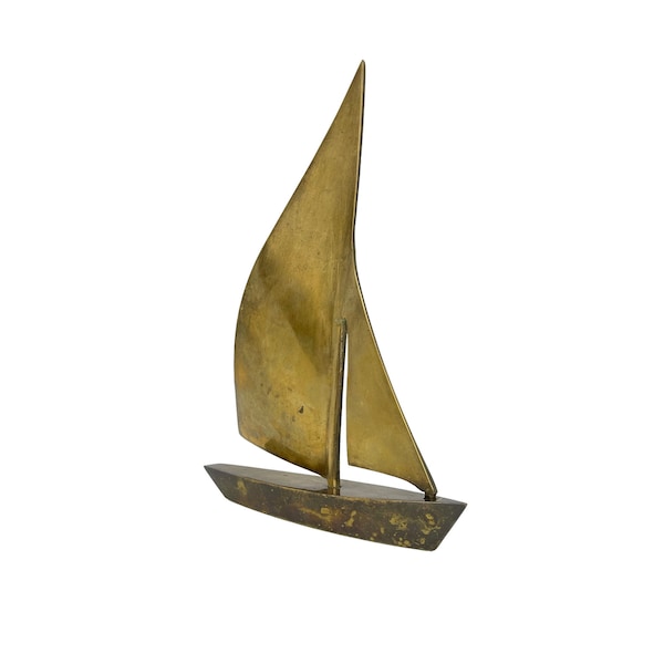 Vintage Brass Sail Boat Desk Decor, Brass Boat Paper Weight, Sail Boat Figurine, Fishing Office Decor, Dad Father Husband Fisherman Gift