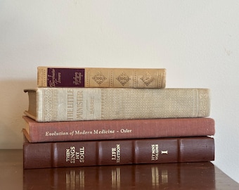 Antique Vintage Red Book Stack, Shabby Chic Distressed Book Bundle, Small Vintage Book Lot, Book Filler, Bookshelf Vintage Decor, Victorian