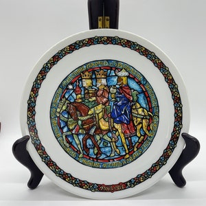1977 Limoges No Room At The Inn- Noel Vitrail Christmas Plate by D&#39;Arceau Limoges  Joyeuse Nouvelle Vintage 8.5&quot; Collectors Plate No. CG905