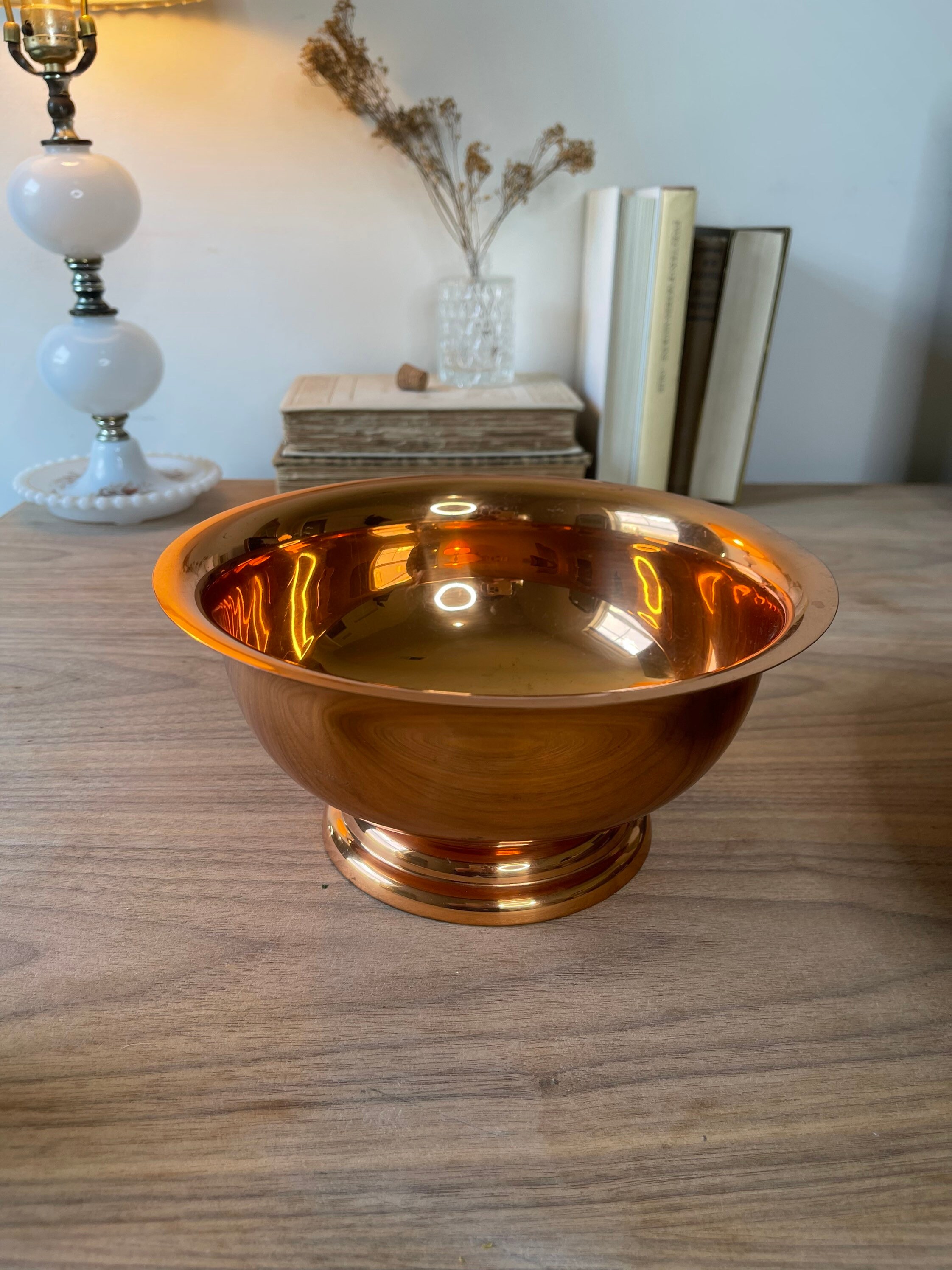 Vintage Copper Bowl, Copper Mixing Bowl, Coppercraft Guild, Pedestal Bowl, Copper Fruit Bowl, Copper Punch Bowl, Copper Display Bowl,