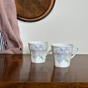 Vintage Christopher Stuart Fine China Blue Eyes Y0007 Coffee Tea Cup Set of 2,  Vintage Teacups, Mismatched China, High Tea Party Bridal