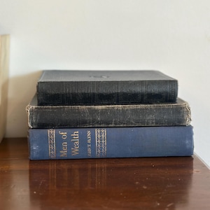 Antique Vintage Black Book Stack, Shabby Chic Distressed Book Bundle, Farmhouse Small Vintage Book Lot Bundle, Book Filler, Bookshelf Decor