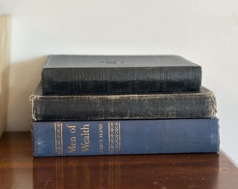 Antique Vintage Black Book Stack, Shabby Chic Distressed Book Bundle, Farmhouse Small Vintage Book Lot Bundle, Book Filler, Bookshelf Decor