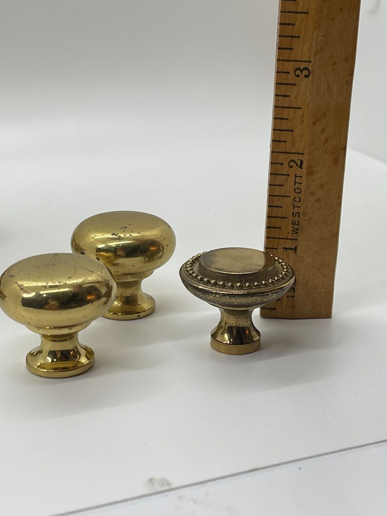 Vintage Solid Brass Round Furniture Knobs Pulls, Solid Brass Cupboard