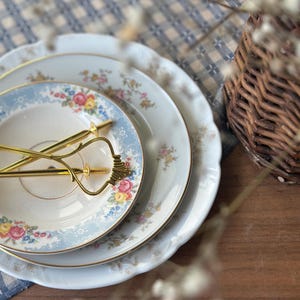 Vintage 3 Tiered China Dessert Stand | Floral Plate Tray for Tea Party, Wedding, Shower | Shabby Chic Antique Display Stand, Mothers Day Tea
