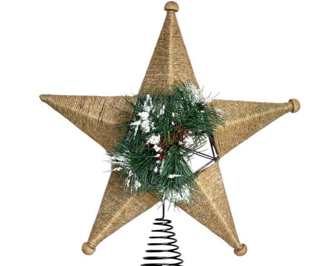 Farmhouse Jute Tree Topper Star, Rustic Twine Christmas Tree Topper ...