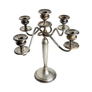 Vintage Silver Candelabra, 5 Head Silver Candelabra Wedding Centerpieces, Vintage Wedding Decor, Moody Brass Candles, Ralph Lauren Christmas