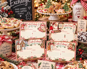 Vintage Gingerbread Cookie Exchange Recipe Cards (Digital Download)