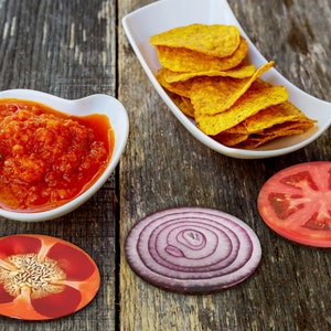 Food as Art - Cork Coasters - 1, 4 & 6-packs - Mix-n-Match Fruit and Vegetable Slice Designs for Quirky Pop Art Decor