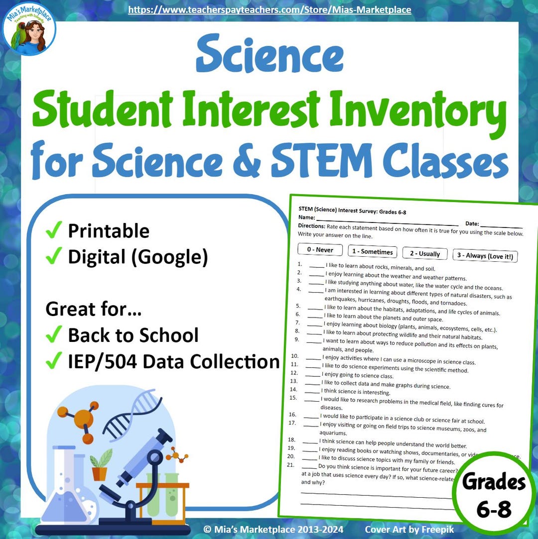 T Stem Survey.pdf Middle School STEM Science Interest Survey: Printable & Digital (google ...