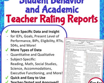 Student Behavior and Academic Rating Reports: Grades 6-8 (Printable)