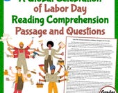 Labor Day Reading Comprehension Printable Passages & Worksheets - Middle School Cultural Activities / Bell Ringers