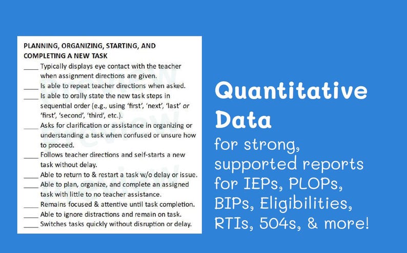 Editable Executive Functioning Teacher Input Form: IEP Data Collection ...