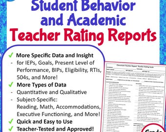 Student Behavior and Academic Rating Report: Kindergarten (Printable)