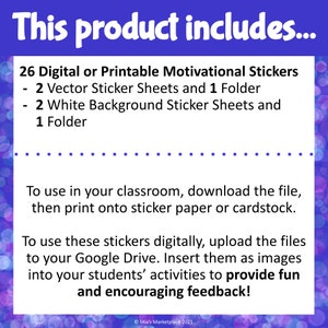 Digital and Printable Motivational Sticker Set 2: Upper Elementary and ...